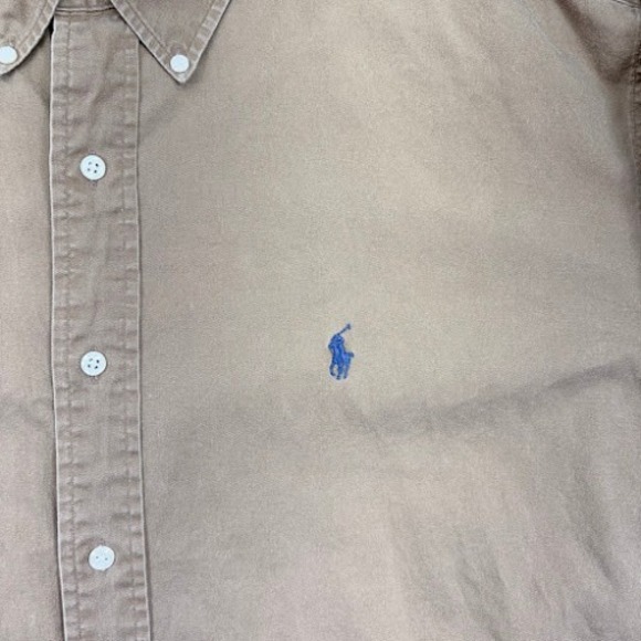 Ralph Lauren OCBD Button Down Shirt Men XL Tan Balire Long Sleeve Pony Logo - Picture 4 of 7